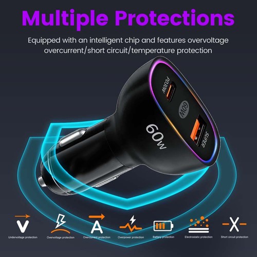 Caricabatteria auto 60w doppia - caricabatteria,